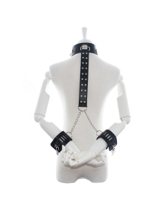 Adjustable Collar with Strap and Wrist Restraints Black