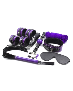 BDSM Plush Set L (7pcs) Black/Purple (no nipple clamps !)