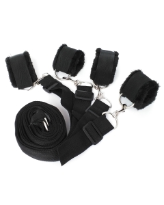 Long Plush Bondage Bed Restraints Black