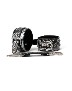 Snake PU Wrist Restraints Black/Silver