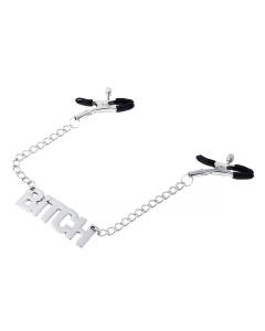 Nipple Clamps with BITCH pendant Silver