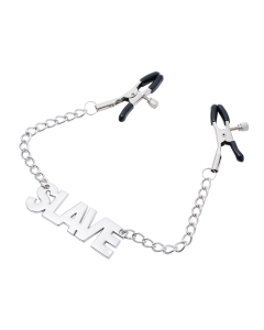 Nipple Clamps with SLAVE pendant Silver