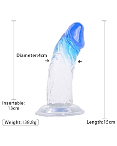 TPR Dildo 6" Transparant with Tip Blue