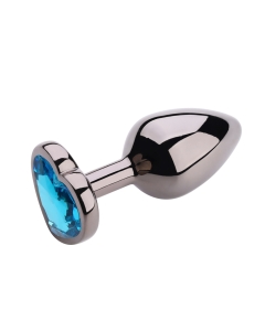 Heart shape Anal Plug Small Black Metallic - Blue