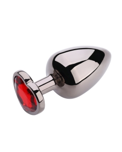 Heart shape Anal Plug Large Black Metallic - Red