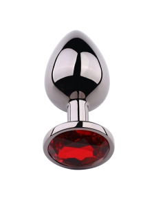 Rosebud Anal Plug Medium Black Metallic - Red