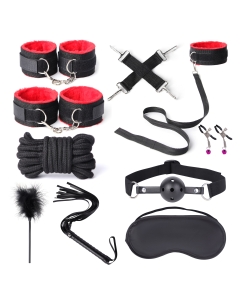 BDSM Set (11pcs) #ListenTight Black/Red