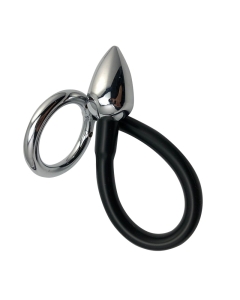 Steel Cockring with Buttplug 45mm